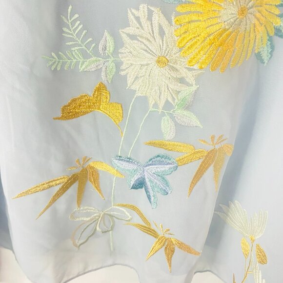 Beautiful TINY Embroidered Boho Blouse – Light Blue, Size L, Made in China - Picture 7 of 12